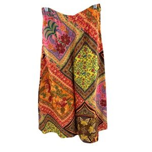FARM Rio Patchwork Midi Skirt Colorful Floral Bohemian Maxi Size XS